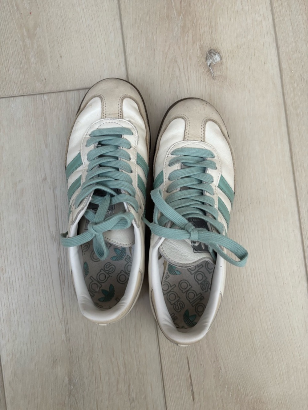 Adidas Samba Sneakers in White and Mint - Picture 2 of 4